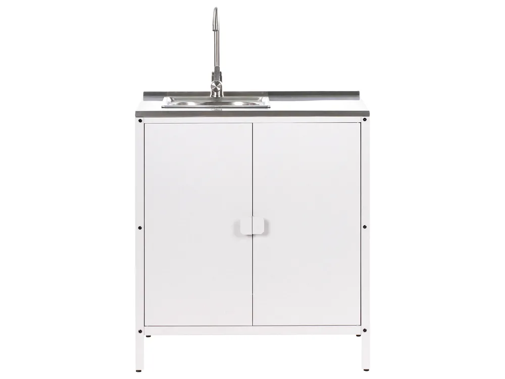 2 Piece Outdoor Kitchen Set with Sink VILAMA White Metal_974217