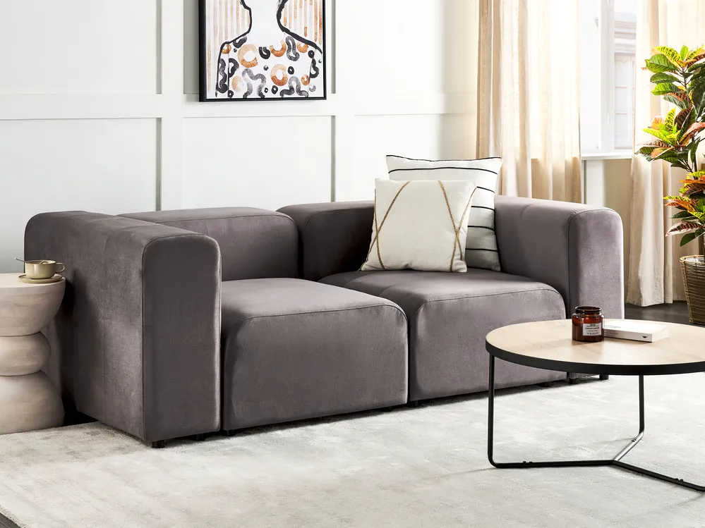 Modulsofa 2-Sitzer FALSTERBO Samtstoff Taupe