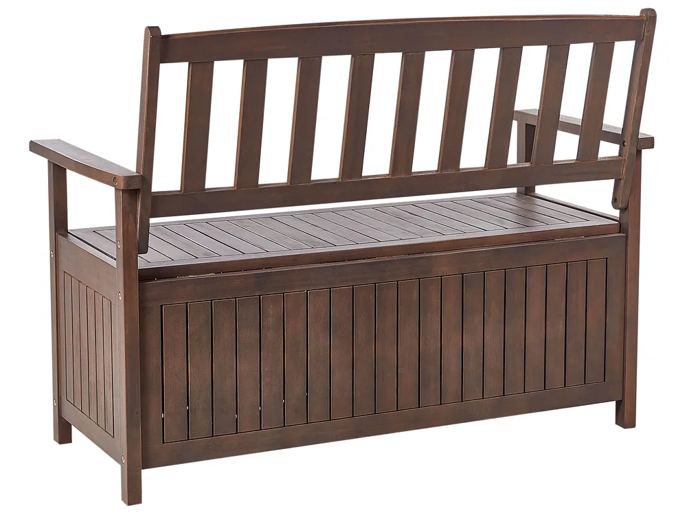 Gartenbank mit Auflage SOVANA 120 cm mit Stauraum Akazienholz Rot_882957