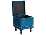 Pouf mit Stauraum LORETTO Samtstoff Dunkelblau_1049812