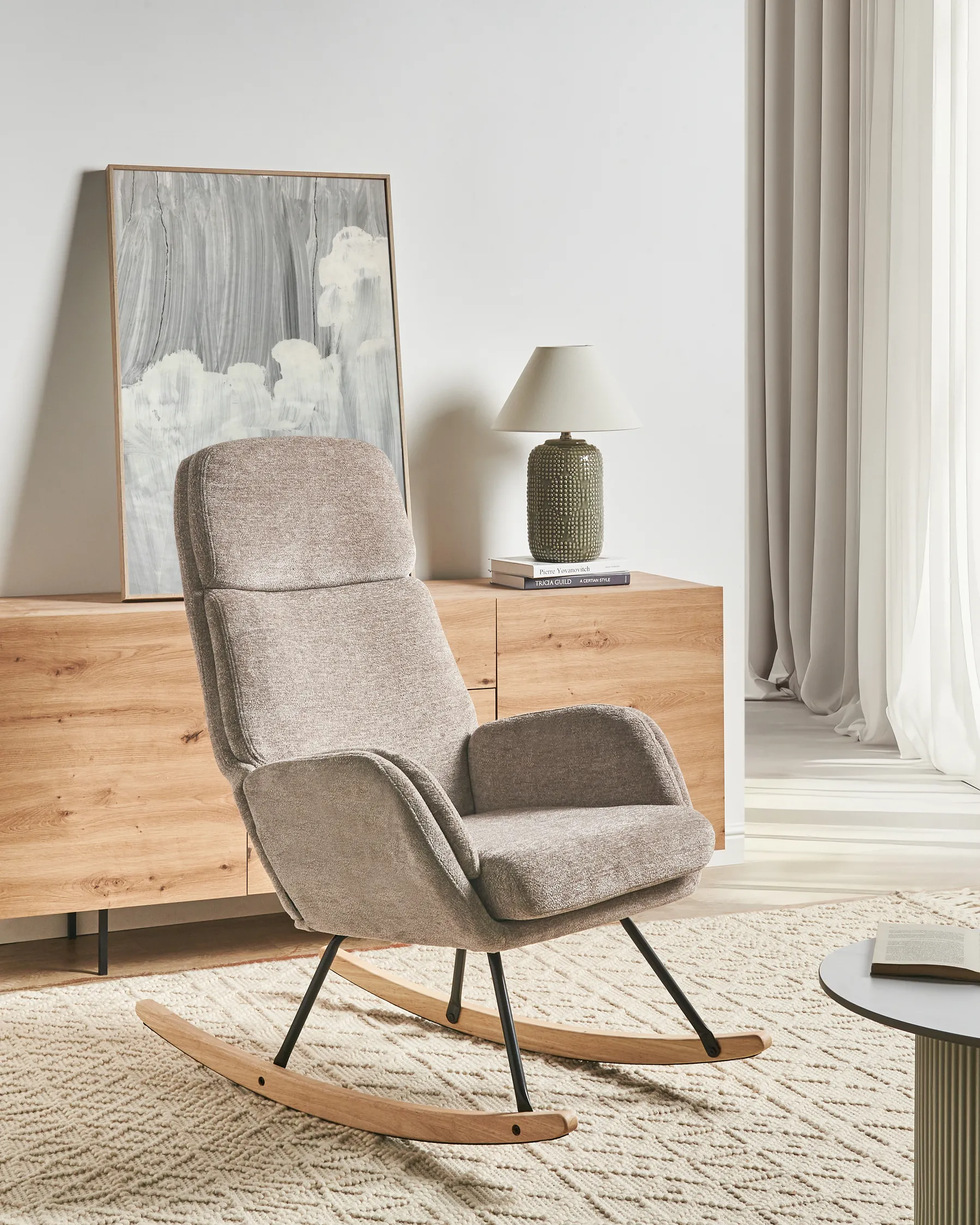 Rocking Chair KVELIA Fabric Taupe_972639