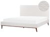 Bett mit Lattenrost Samtstoff BAYONNE 180 x 200 cm Cremeweiß