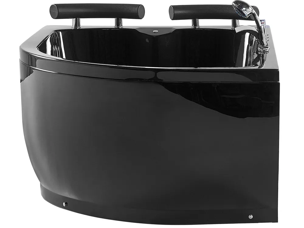 Whirlwanne Eckmodell mit LED PARADISO 158 x 113 cm Schwarz rechtsseitig_780449