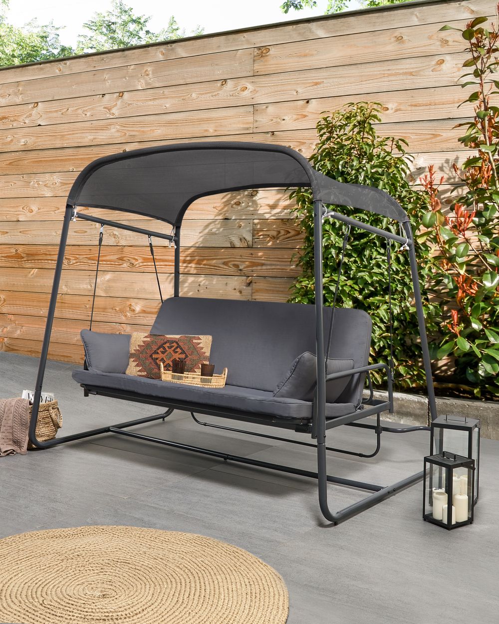 Patio Swing MARSCIANO Metal Dark Grey