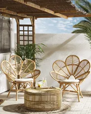 Pfauenstühle 2er Set FLORENTINE Rattan Naturfarben_793680