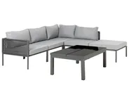 Garten Ecksofa mit Tisch 6-Sitzer FORANO Metall Grau_811009