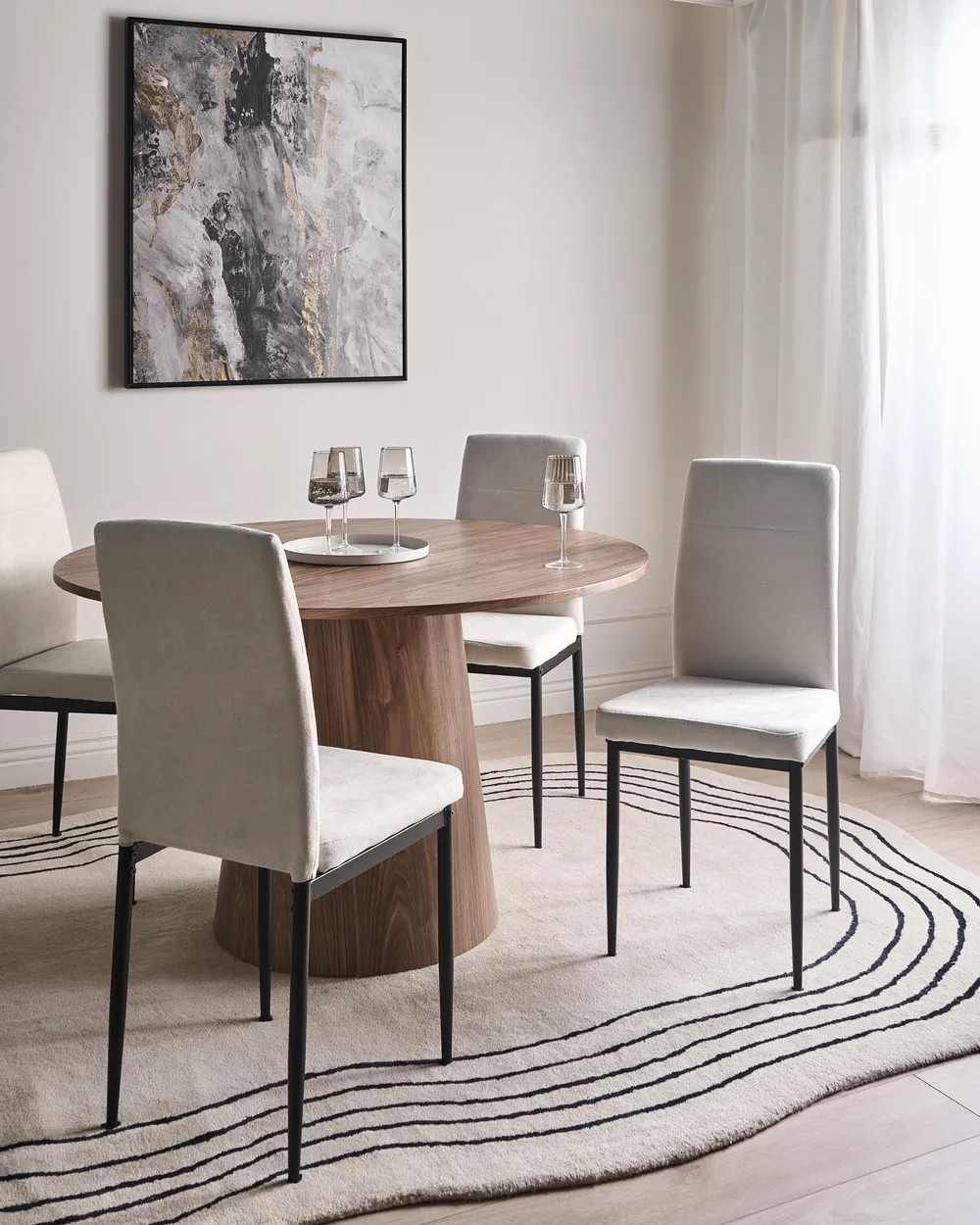 Esszimmerstuhl 4er Set RINER Stoff Hellbeige