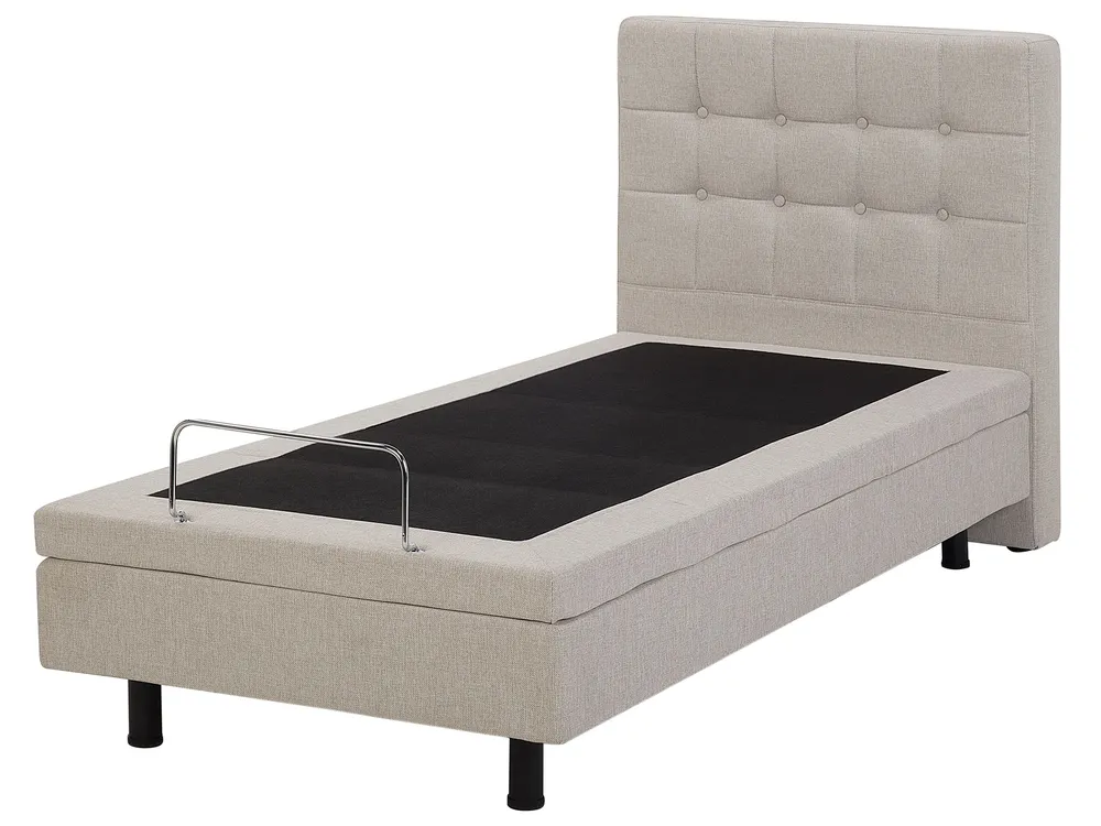 Bett verstellbar Stoff DUKE 80 x 200 cm Beige_771758
