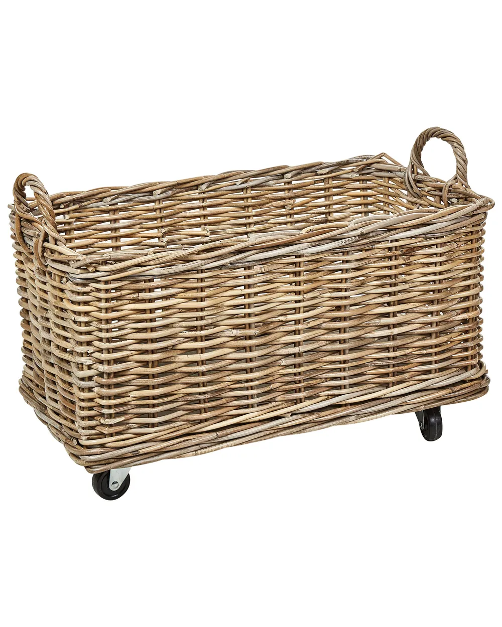 Aufbewahrungskorb 2er Set KITIM mit Rädern Rattan Naturfarben_885222