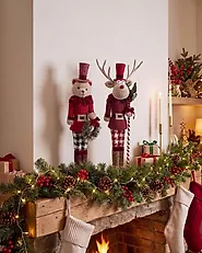 Set of 2 Figurines MATALA 61/64 cm Bear Reindeer Red_1156695