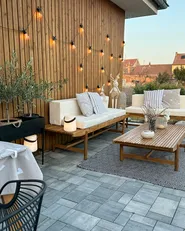 Garden Lounge Set with Table 4 Seater GIAVENO Acacia Wood Off-White_983795
