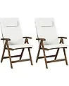 Set mit 2 Stühlen und Sitzkissen AMANTEA PREMIUM Akazienholz Cremeweiß