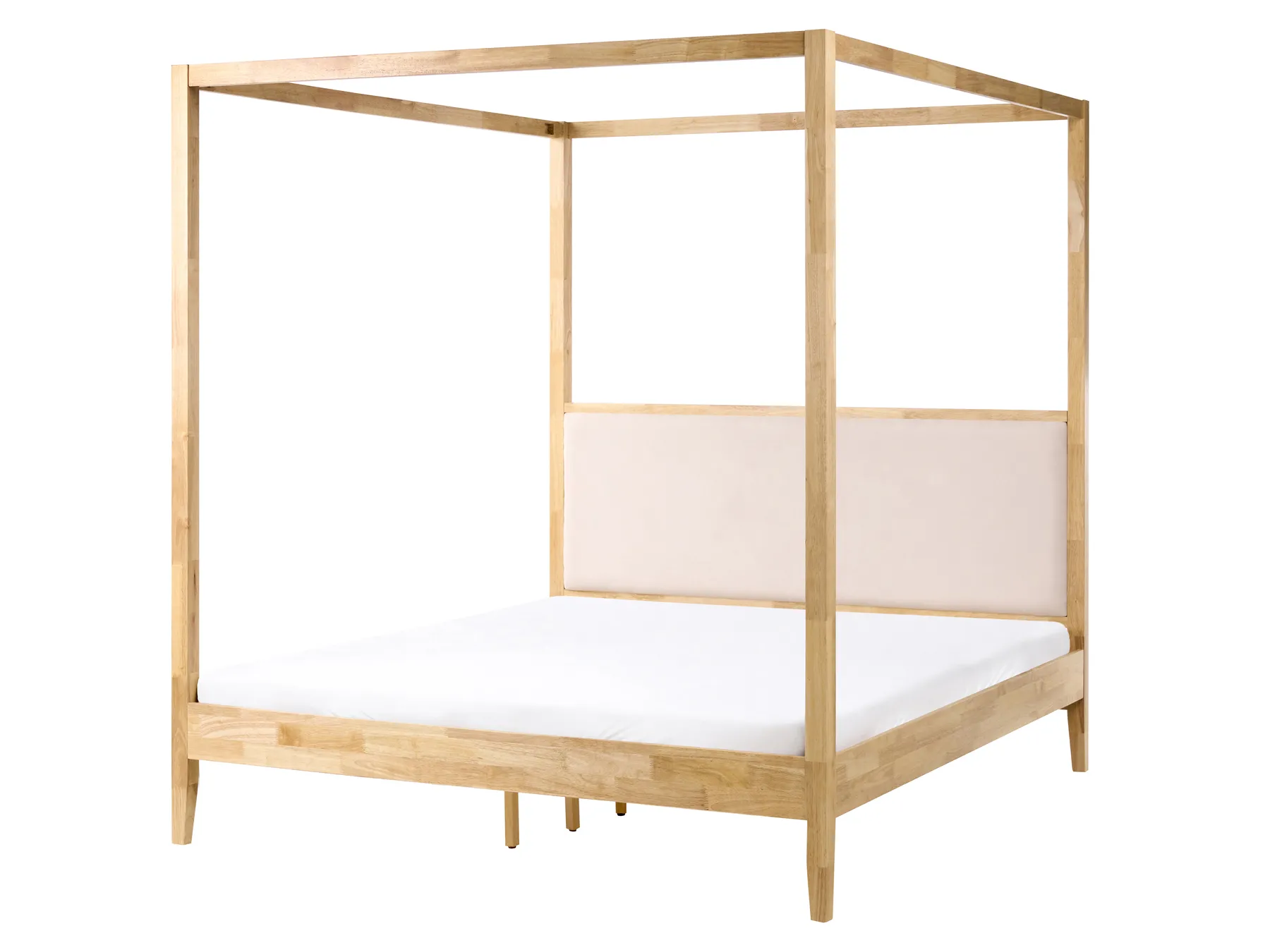 Four Poster Bed Wood HAILLICOURT 160 x 200 cm (EU King Size) Light Brown_1037194