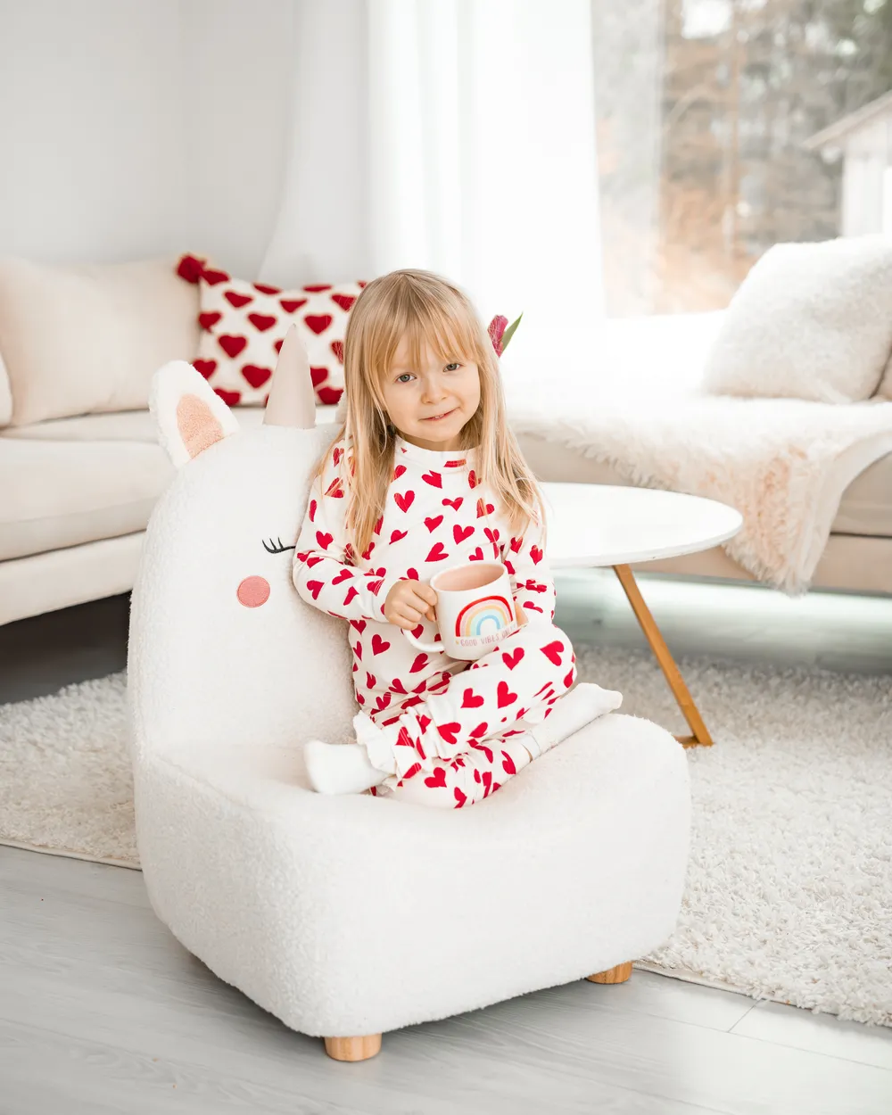 Kindersessel Einhorn LULEA Bouclé Cremeweiß_969688