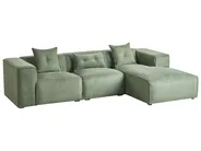 Ecksofa 3-Sitzer DOLVA Chenillegewebe Dunkelgrün linksseitig_918919