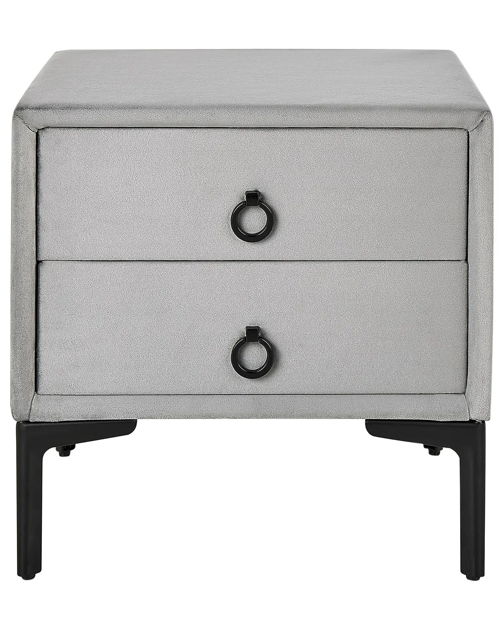 2 Drawer Bedside Table SEZANNE Velvet Light Grey_795404