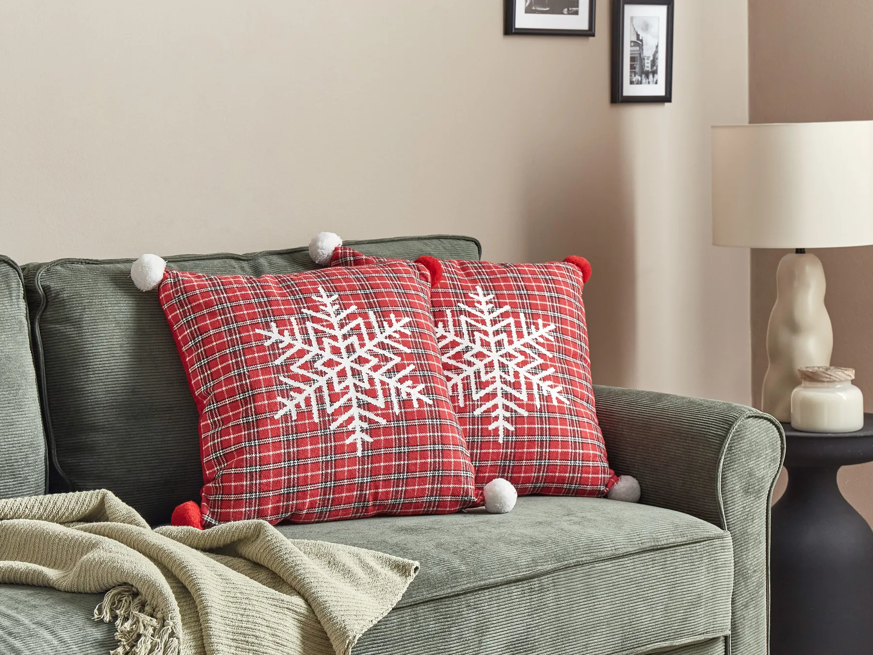 Dekokissen 2er Set LONICERA 45 x 45 cm Rot Weihnachtsmotiv_901975
