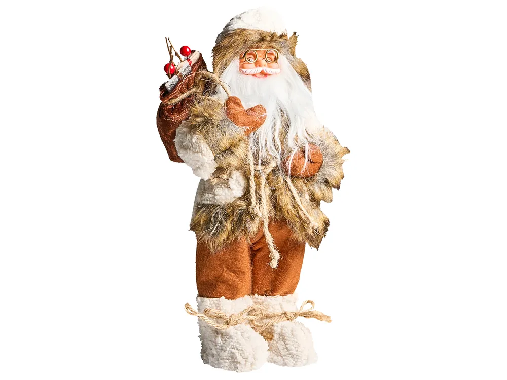 Weihnachtsdekoration SVARTEVATNET 37 cm Weihnachtsmann Braun / Weiß