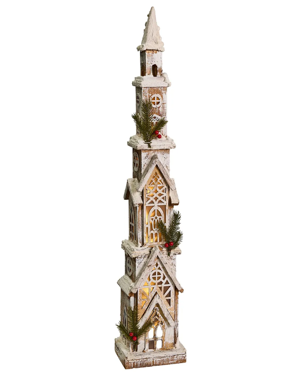 Weihnachtsdekoration LED NASIJARVI 85 cm Haus Hellbraun
