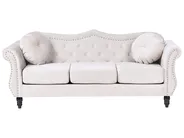 Sofa 3 Seater SKIEN Velvet Light Beige_743195