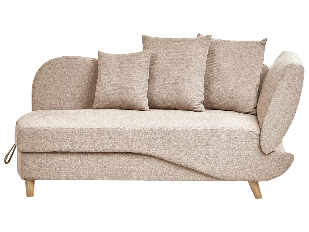 Rechtsseitige Chaiselongue MERI mit Stauraum Kunstleinen Hellbraun