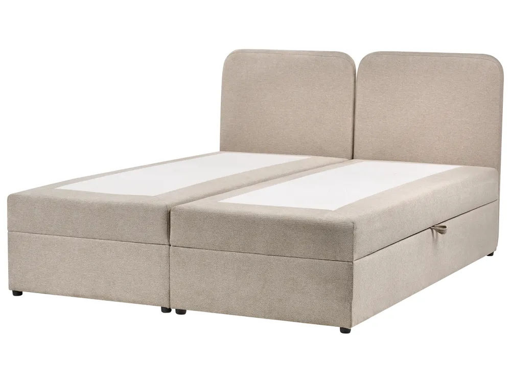 Divan Bed with Storage CHANCELLOR Fabric Taupe 160 x 200 cm (EU King Size)_1062776