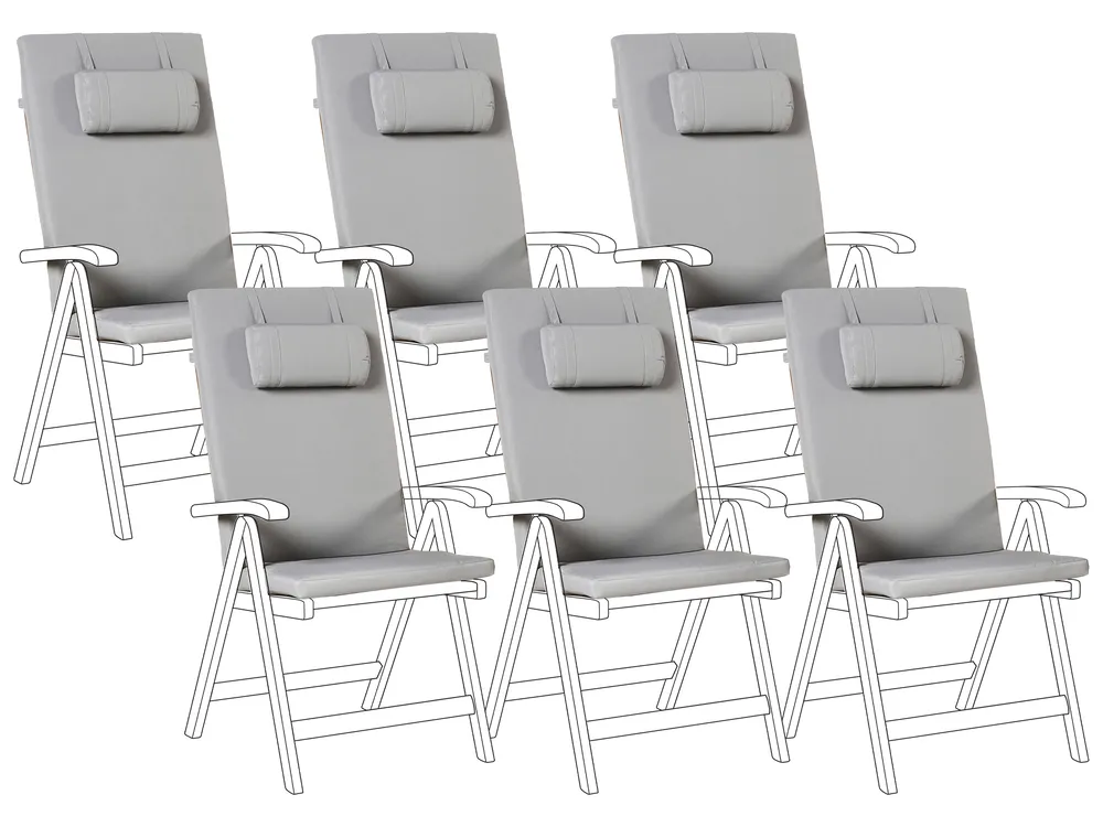 Outdoor Sitzkissen 6er Set JAVA/AMANTEA PREMIUM 50 x 71 cm Hellgrau