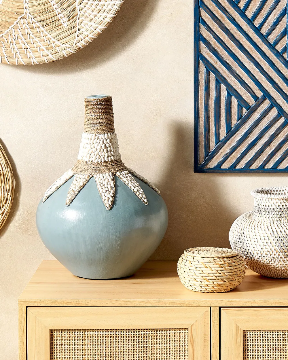 Decorative Vase SILAU 43 cm Ceramic Blue