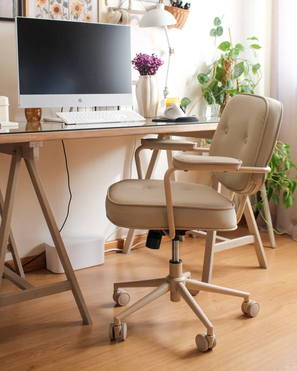 Schreibtischstuhl PARAMUS Kunstleder Beige_1036769