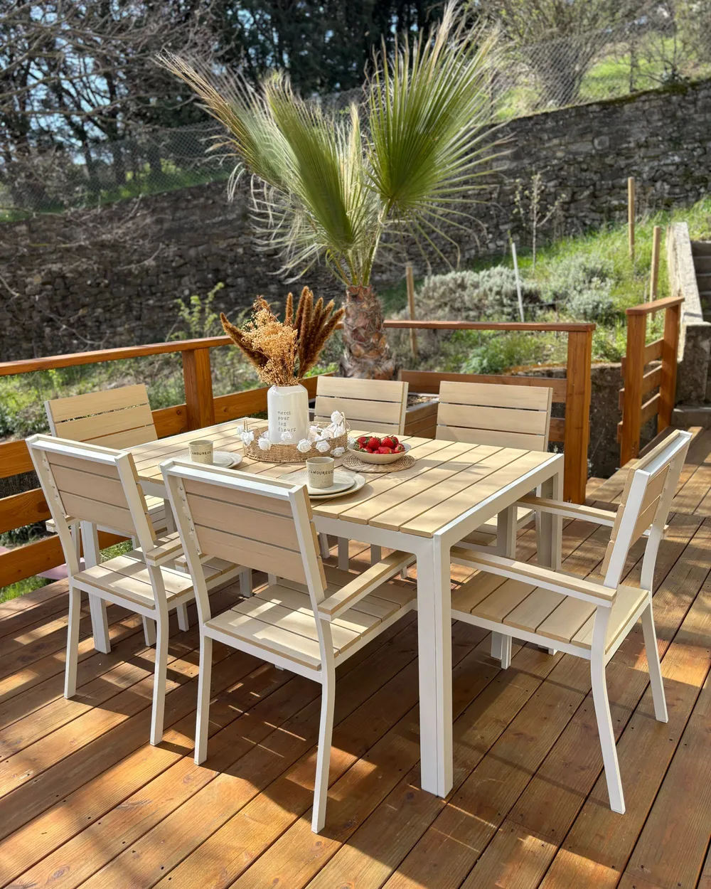 Gartenmbel Set 6-Sitzer COMO Beige - Beliani.de