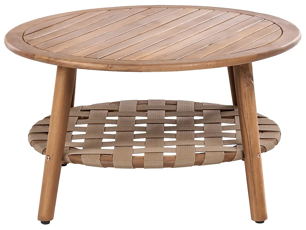 Outdoor Couchtisch mit Ablage MILZANO 80 cm 80 cm Akazienholz Braun_1182816