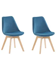 Esszimmerstuhl 2er Set DAKOTA II Samtstoff Blau_767890