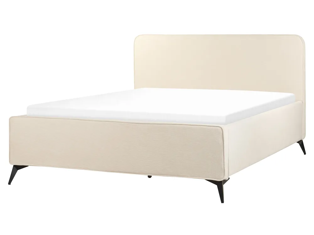 Bed Corduroy VALOGNES 160 x 200 cm (EU King Size) Light Beige_885489