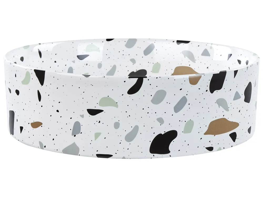 Aufsatzwaschbecken NULES ⌀ 40 cm Keramik Terrazzo Optik Terrazzo Weiß_935056