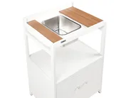 3 Piece Outdoor Kitchen Set with Sink ORTISEI White Metal_983952