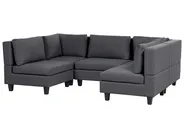 U-förmiges Modulsofa 5-Sitzer UNSTAD Stoff Dunkelgrau_893534