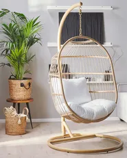 Hängesessel mit Gestell ALBA Polyrattan Naturfarben_803351