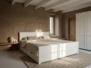 Bett mit 4 Schubladen SABRAN Kiefernholz Weiß 160 x 200 cm_1061300