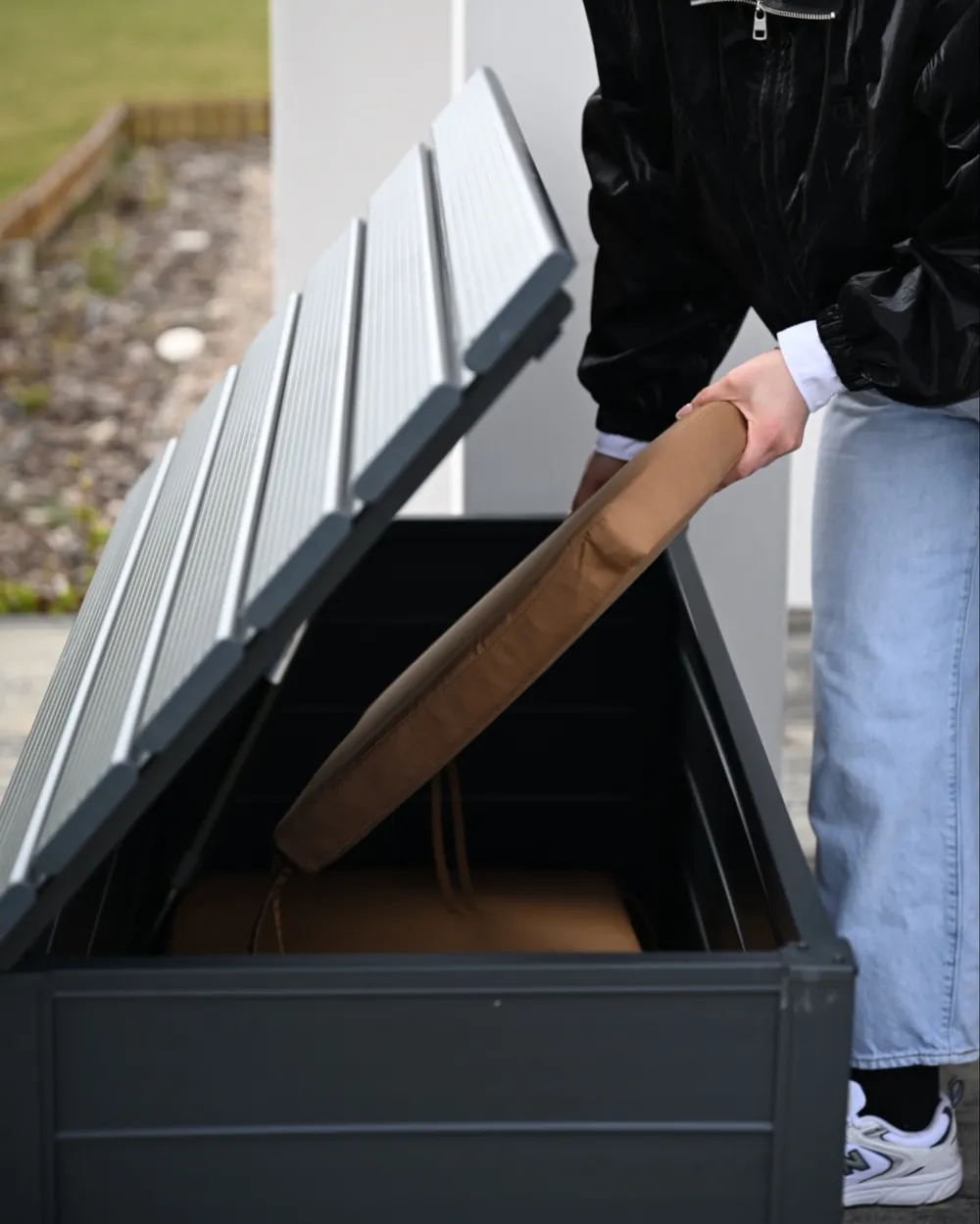 Aufbewahrungsbox CAMPALTO 123 cm 60 cm Metall Dunkelgrau_1072105