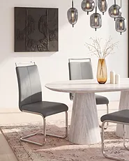 Set of 2 Dining Chairs GREEDIN Faux Leather Grey_1156896