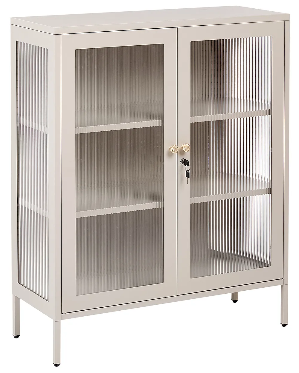 Vitrine mit Glastüren HARLYN  90 cm Metall Beige