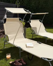 Sonnenliege FOLIGNO mit Relaxfunktion Metall Beige_1085797