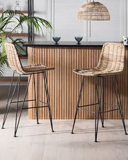 Set mit 2 Barstühlen CASSITA Rattan Naturfarben_760419