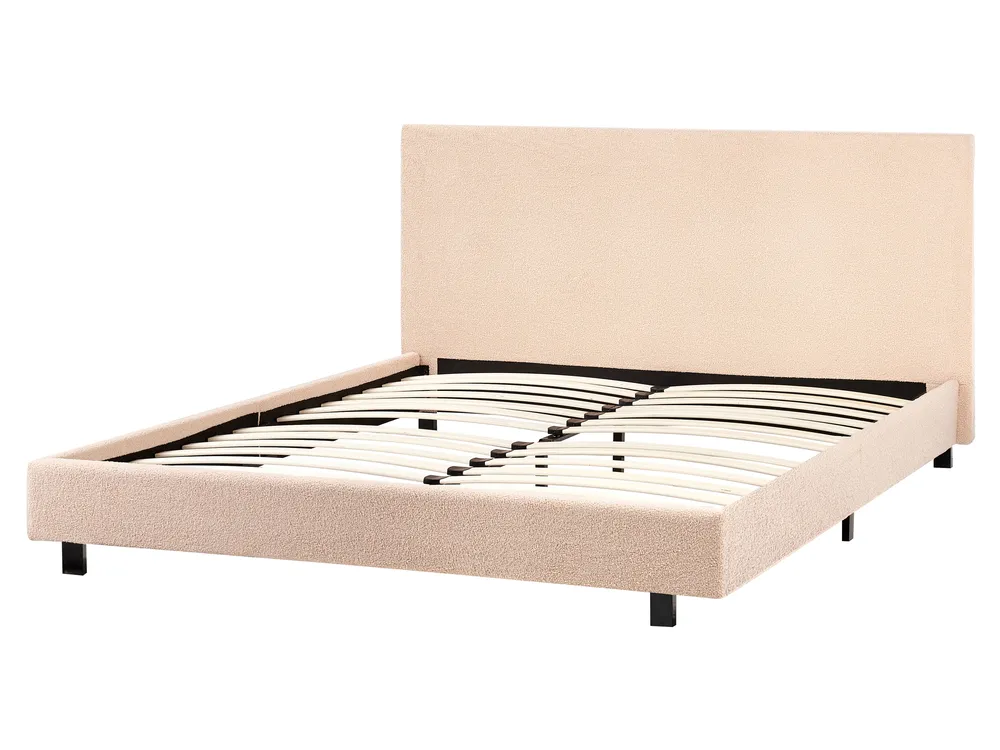 Bett mit Lattenrost Bouclé ALBI 160 x 200 cm Beige_964358