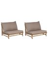 Set mit 2 Stühlen und Sitzkissen TODI Bambus Taupe