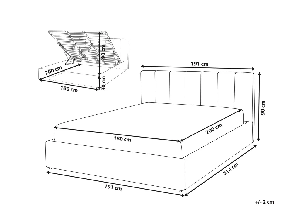Bett mit Stauraum DREUX Kunstleder Dunkelgrau 180 x 200 cm_793211
