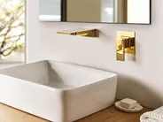 Wandmontierte Waschtischarmatur KARUAY Messing Gold_986940