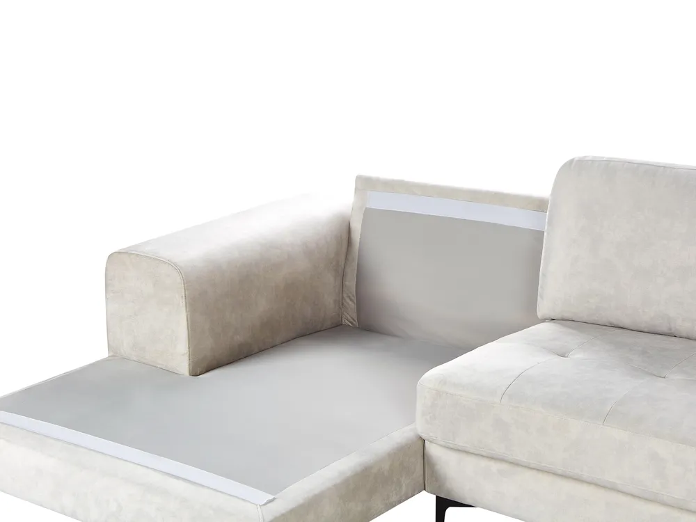 Ecksofa 4-Sitzer KIRUNA Samtstoff Hellbeige rechtsseitig_958028