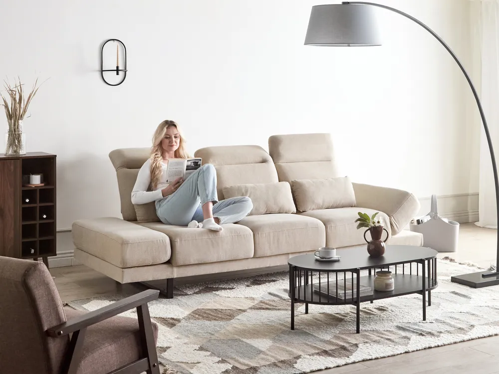Sofa 3-Sitzer IKAST Stoff Hellbeige