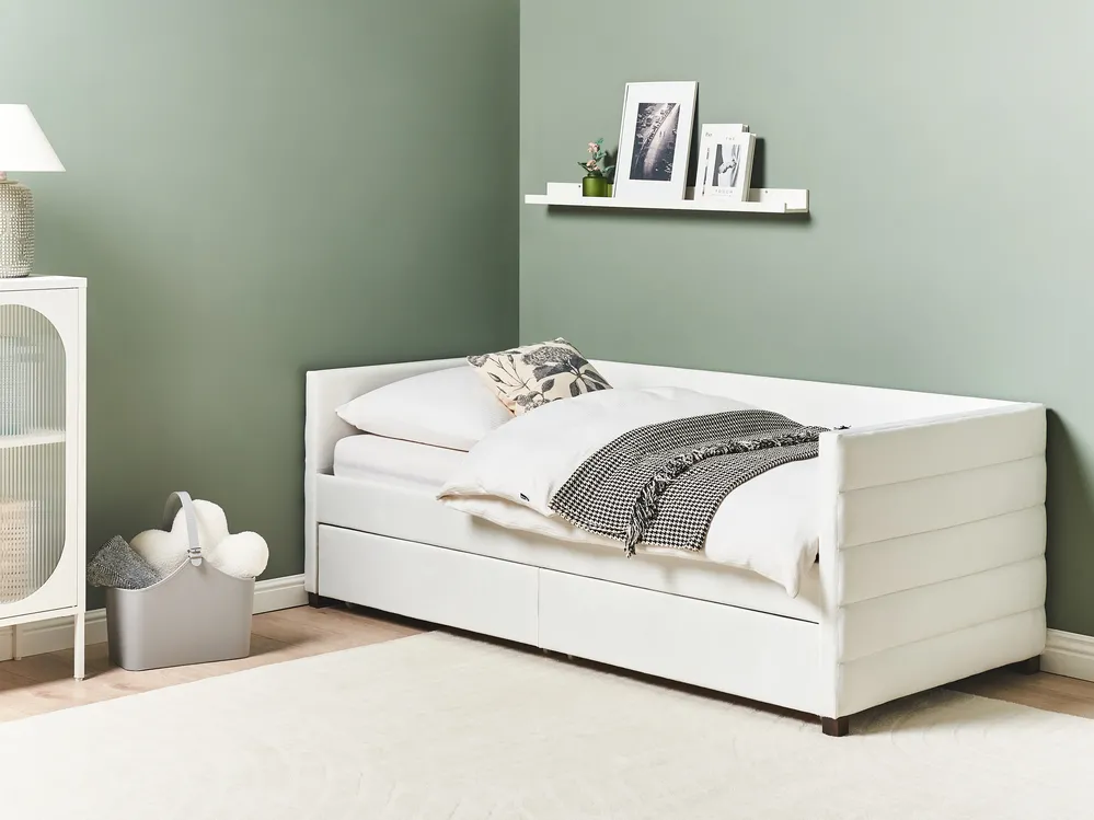 Tagesbett mit Stauraum MARRAY Samtstoff Cremeweiß 90 x 200 cm_969795